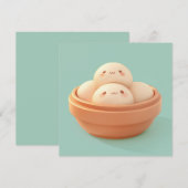 オレンジ色の器の粘土製蒸し餃子 ポストカード (正面/裏面)