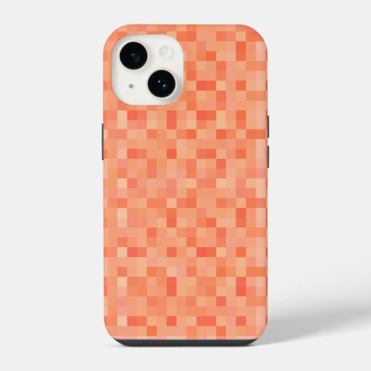 オレンジ色の四角いピクセル iPhoneケース (裏面)