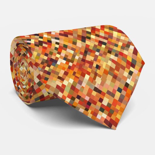 オレンジ色の四角い抽象芸術パターン ネクタイ (ロール)