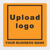 オレンジ色の四角い接着剤のビジネス名とロゴ ラベル (デザイン1)