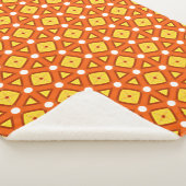 オレンジ色の四角と三角形のナイーブなレトロパターン シェルパブランケット (3/4)