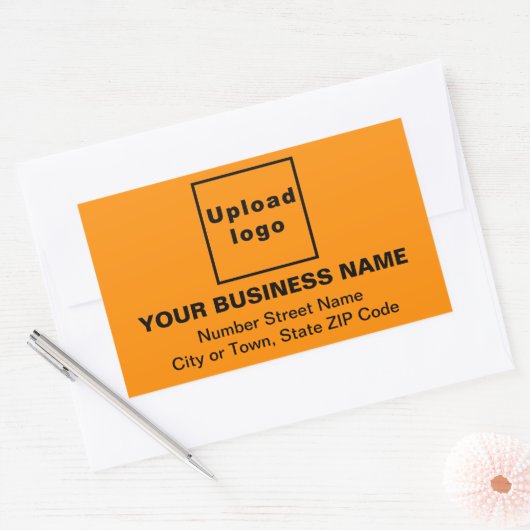 オレンジ色の四角形ステッカーのビジネスアドレス 長方形シール (封筒)