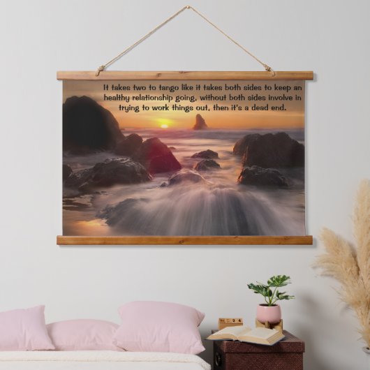 オレンジ色の夕日が海の上 吊り下げ型タペストリー (寝室)