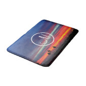 オレンジ色の夕日の写真カスタムモノグラムスタイリッシュ バスマット (アングル)