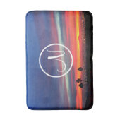 オレンジ色の夕日の写真カスタムモノグラムスタイリッシュ バスマット (正面縦)