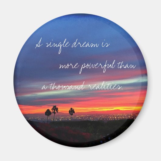 オレンジ色の夕日の写真ドリー独身のム引用文スクリプト マグネット (正面)