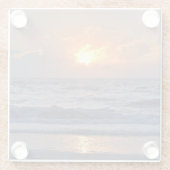 オレンジ色の夕日の海 ガラスコースター (裏面)