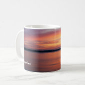 オレンジ色の夕日 湖水面 カスタムネーム コーヒーマグカップ (正面左)