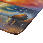オレンジ色の夕焼けの海 カッティングボード (角)