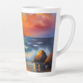 オレンジ色の夕焼けの海 カフェラテマグ (右)