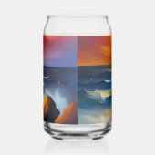 オレンジ色の夕焼けの海 ガラス缶 (右)