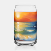 オレンジ色の夕焼けの海 ガラス缶 (左)