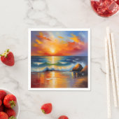 オレンジ色の夕焼けの海 スタンダードカクテルナプキン (インサイチュ)