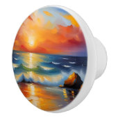 オレンジ色の夕焼けの海 セラミックノブ (右)