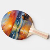 オレンジ色の夕焼けの海 卓球ラケット (横)