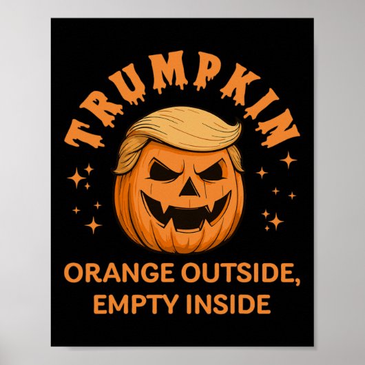オレンジ色の外側、空っぽの内側、面白いハロウィンのかぼちゃ ポスター (正面)