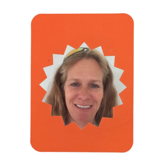 オレンジ色の大きなサンフォトフレーム マグネット (縦)