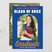 オレンジ色の大学院の写真モダン卒業はっきりした 案内状 (正面/裏面)