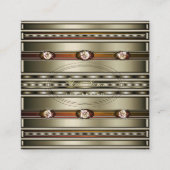 オレンジ色の大理石の柄で目を引く銀 スクエア名刺 (正面)