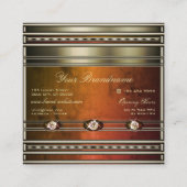 オレンジ色の大理石の柄で目を引く銀 スクエア名刺 (裏面)