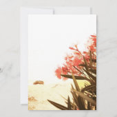 オレンジ色の夾竹桃の花のビーチウェディング 招待状 (裏面)