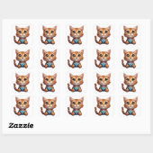 オレンジ色の子猫がゲームコントローラーを握る ゲーマー猫 スクエアシール (シート)