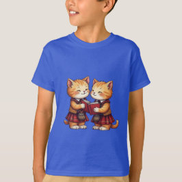 オレンジ色の子猫がバーンズ・ナイトを読んでいる Tシャツ