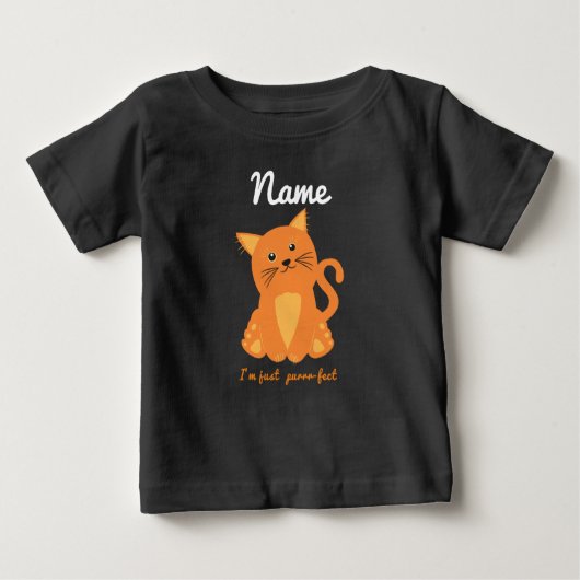 オレンジ色の子猫と可愛い引用文を目的に ベビーTシャツ (正面)