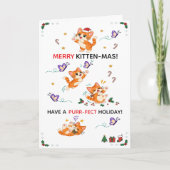 オレンジ色の子猫のクリスマス カード (正面)