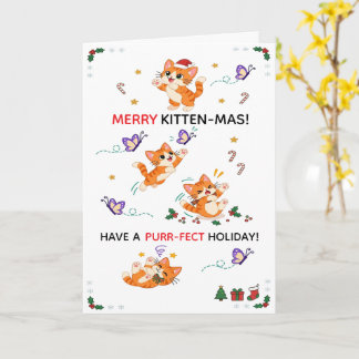 オレンジ色の子猫のクリスマス カード