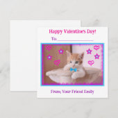 オレンジ色の子猫のバレンタインカード（子供用） シーズンカード (正面/裏面)