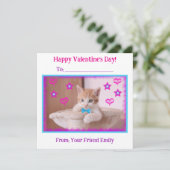 オレンジ色の子猫のバレンタインカード（子供用） シーズンカード (スタンド正面)