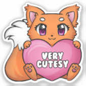 オレンジ色の子猫の保持ハート、非常に可愛い シール (正面)