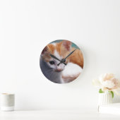 オレンジ色の子猫の写真 ラウンド壁時計 (ホーム)