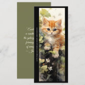オレンジ色の子猫の花のブックマークカードをカスタマイズしよう (正面/裏面)