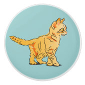 オレンジ色の子猫 セラミックノブ (正面)