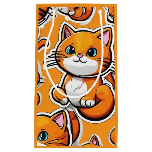 オレンジ色の子猫 プルディ スモールペーパーバッグ (正面)