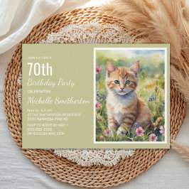 オレンジ色の子猫 愛好家 70歳の誕生日 招待状