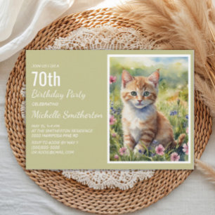 オレンジ色の子猫 愛好家 70歳の誕生日 招待状
