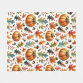 オレンジ色の季節の秋の葉の cozyな雰囲気 フリースブランケット (正面(横))