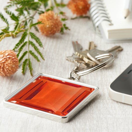 オレンジ色の宝石パターンキーチェーン キーホルダー (側面)