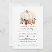 オレンジ色の小さなかぼちゃのベイビーシャワー 招待状 (正面)