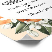 オレンジ色の小さなかわいこちゃん赤ちゃんシャワーマスクサインのポスター ポスター (角)