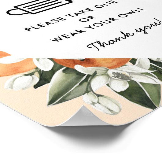 オレンジ色の小さなかわいこちゃん赤ちゃんシャワーマスクサインのポスター ポスター (角)