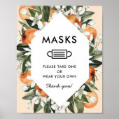 オレンジ色の小さなかわいこちゃん赤ちゃんシャワーマスクサインのポスター ポスター (正面)