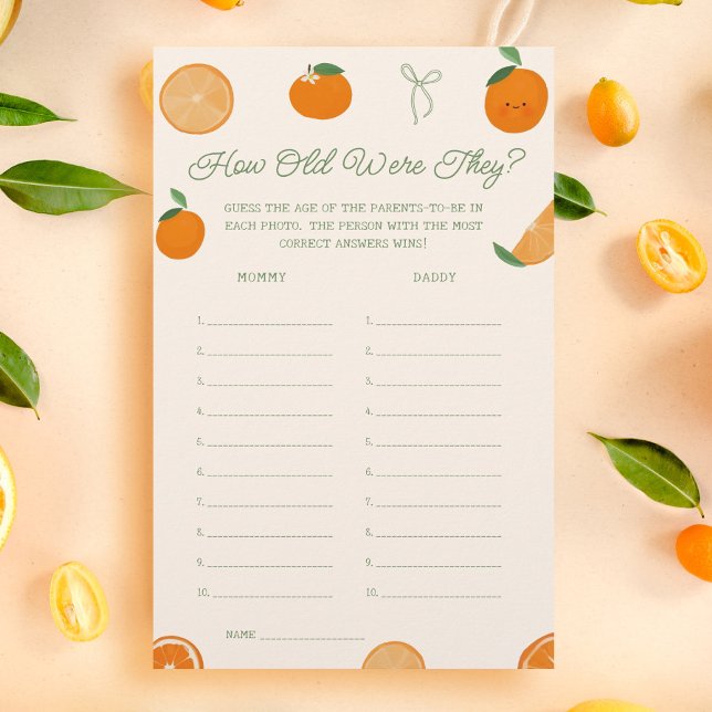 オレンジ色の小さなかわいこちゃん赤ちゃんシャワー年齢ゲームを推測 (クリエイターアップロード済み)