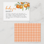オレンジ色の小さなかわいこちゃん赤ちゃんシャワー本ベビー エンクロージャーカード (正面/裏面)