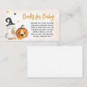 オレンジ色の小さなブー赤ちゃんシャワー本ベビー エンクロージャーカード (正面/裏面)