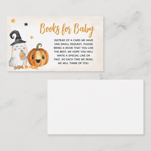 オレンジ色の小さなブー赤ちゃんシャワー本ベビー エンクロージャーカード (正面/裏面)