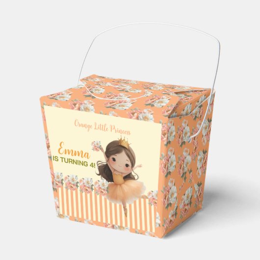 オレンジ色の小さなプリンセスのギフトボックス フェイバーボックス (正面サイド)